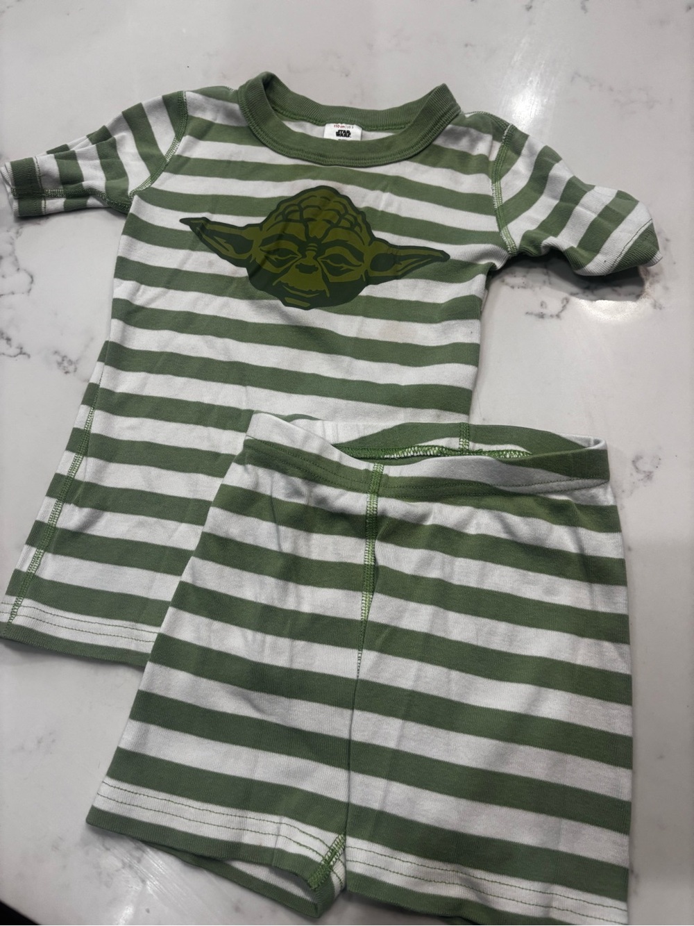 Hanna Andersson Green & White Striped Star Wars Yoda Pajama Set